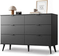 6-Drawer Moden TV Stand | Tall TV Console with Sturdy Metal Handles for Living Room，Black