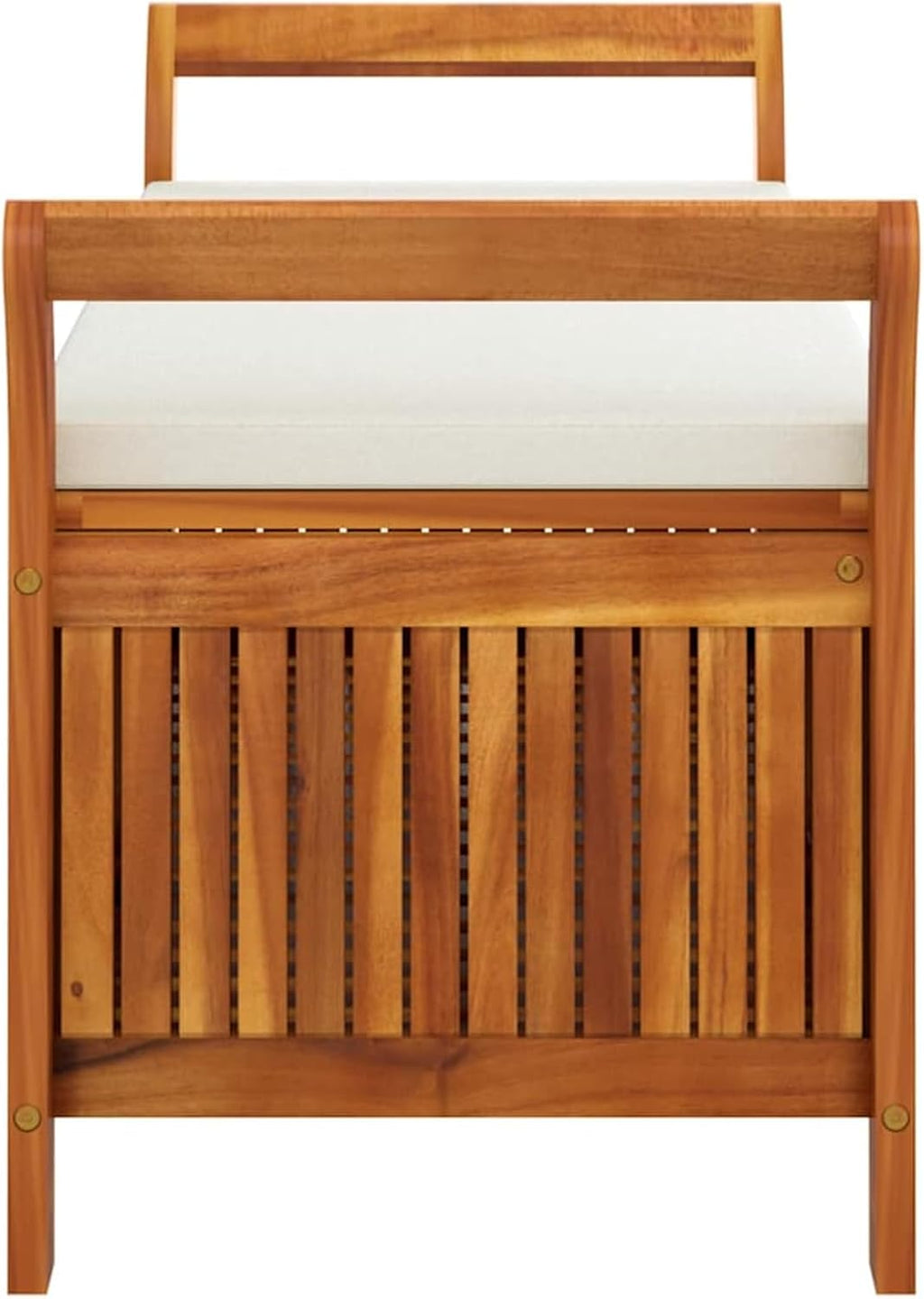 Gecheer Garden Storage Bench with Cushion, Solid Wood Acacia 126 cm Outdoor Seat with Storage Space for Patio Garden Backyard