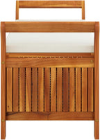 Gecheer Garden Storage Bench with Cushion, Solid Wood Acacia 126 cm Outdoor Seat with Storage Space for Patio Garden Backyard