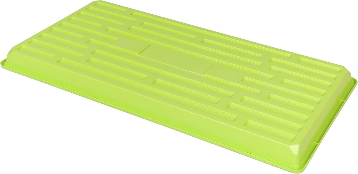 SUNPACK 10" x 20" Heavy Duty Shallow Plastic Seed Starting Tray, Lime Green, 1" - No Drainage Holes, Perfect for Greenhouses or Indoor Gardening