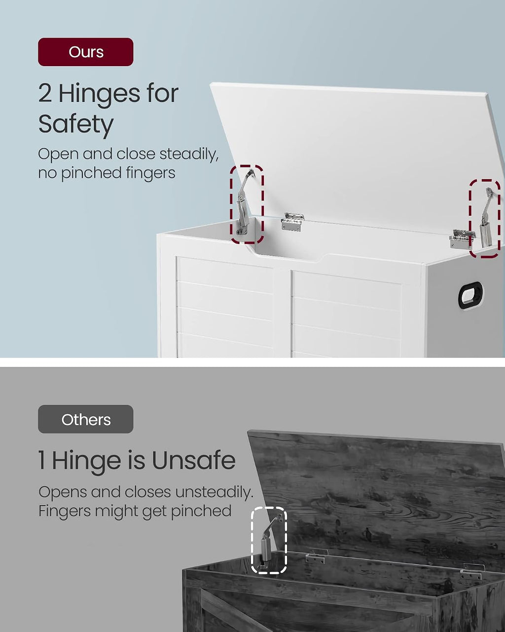 VASAGLE Storage Chest, 31.5 Inches Width Bench with 2 Safety Hinges | Farmhouse Style, for Entryway, Bedroom, Living Room, Cloud White, SOFIE Collection ULSB063T14