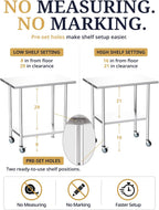 Atelicf NSF Stainless Steel Prep Table 24X48 inch, Flat Top & Casters | Mobile commercial-grade table for restaurants, kitchens, food trucks, breweries, bars, garages, and BBQ