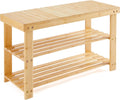 Simple Deluxe Bamboo Shoe Rack Bench, 3 Tier Sturdy Shoe Bench, Storage Shoe Organizer, 286lb Capacity Entryway Bench,Storage Bench for Front Door, Bedroom, Living Room, Bathroom, Balcony