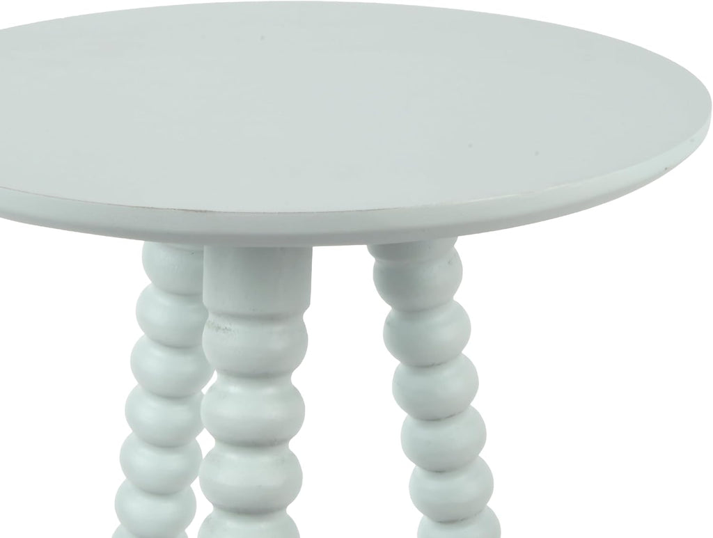Silverwood Allison Compact Round Accent Table with Turned Legs, Ice Blue, 14" x 14" x 23"