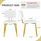 VECELO Dining Chairs Set of 4, Modern Upholstered Kitchen Chairs with Faux Leather Cushion Seat & Metal Legs for Kitchen, Living Room, Tufted Backrest Design, White
