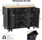 Narrow Kitchen Island with Drop Leaf with Storage and Dining Table, Stationary Kitchen Storage Islands with Wheels Towel Rack， for Kitchen, Dining Room, Black