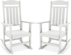 NAVINE Outdoor Rocking Chairs Set of 2, Oversized High Back Patio Rocking Chairs, All Weather Porch Rocking Chairs for Outside. White