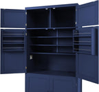 LUMISOL Tall Kitchen Pantry Cabinet with Drawers, 80.1" Freestanding Cupboard Storage Cabinet with Adjustable Shelves and Door Shelves, Kitchen Hutch with 2 Power Outlets for Dining Room, Blue