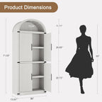 Arched Storage Cabinet 71.6" Tall Storage Pantry, Farmhouse Pantry White Kitchen Cabinet withDoors, 5 Tier Kitchen Cabinets for Dining Room Rustic White