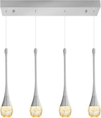 Dining Room Light Fixture 4-Light Silver Kitchen Island Lighting Industrial Linear Crystal Chandeliers for Dining Room Pendant Light Fixture for Living Room Hallway Bedroom