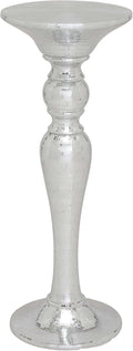 Deco 79 Polystone Round Pedestal Table with Mosaic Mirror Inlay, 14" x 14" x 36", Silver