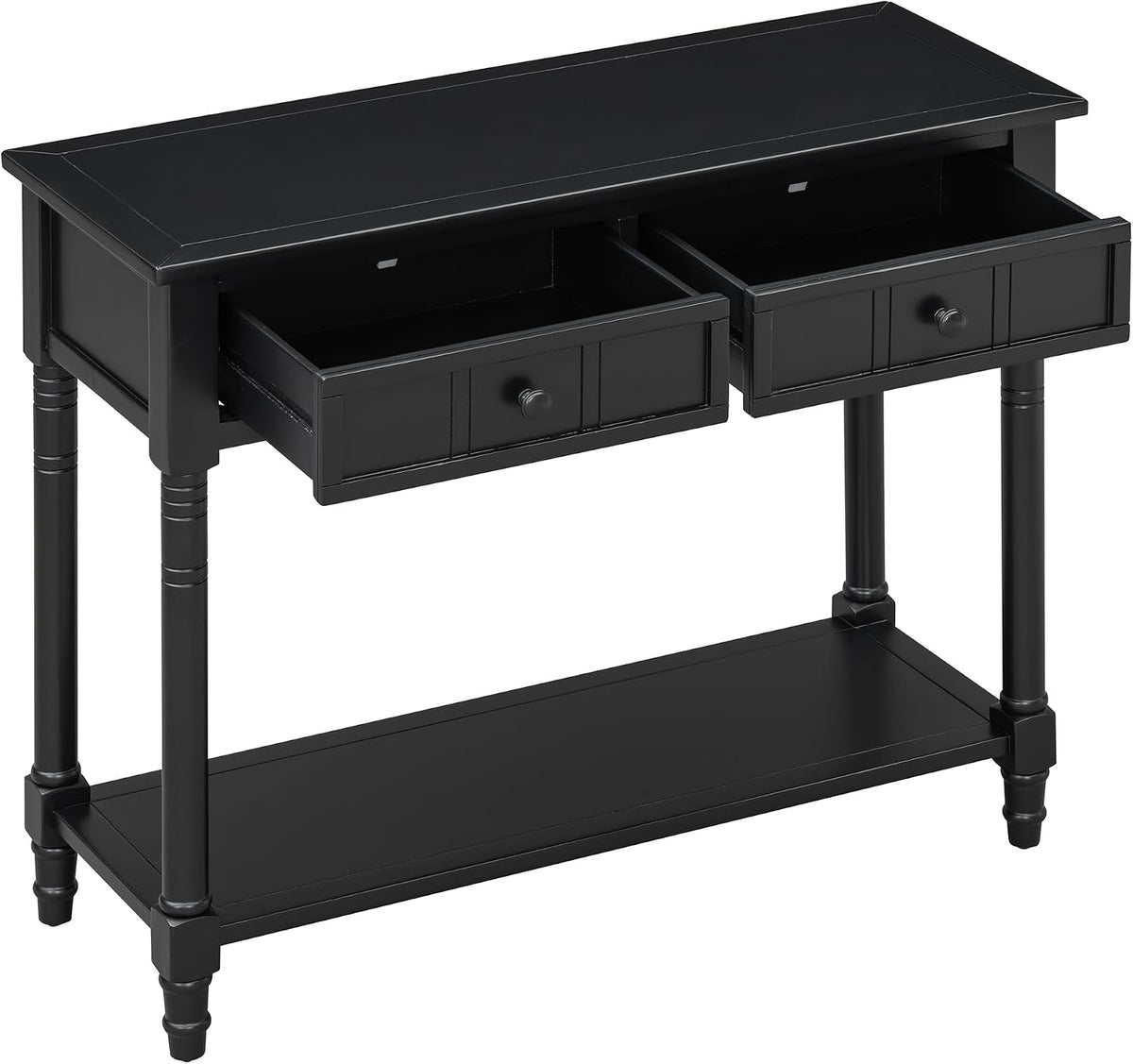 Knocbel Antique Entry Console Table with 2 Drawers & Bottom Open Shelf, Wood Sofa Tables for Entryway Hallway Living Room, 35.34" W x 13.8" D x 30.25" H, Black