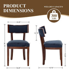 Blue Dining Chairs Set of 6, Upholstered Linen Fabric Dining Room Chairs with Curved Backrest, Armless Solid Wood Farmhouse Kitchen Side Chairs for Dining/Living Room, Blue