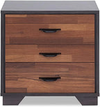 Two-Tone Finish Nightstand with 3 Drawers, Walnut and Espresso,for Small Spaces
