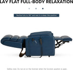 DYNOX Power Lift Recliner Chair for Elderly, Dual Motor Lay Flat Lift Chair with Heat & Massage, 350 LBS Capacity(9188,Faux Leather,Dark Blue)