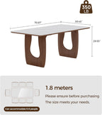 71" Sintered Stone Dining Table with Solid Wood Legs, Mid Century Modern Dining Room Table for 6,Heat-Resistant Rectangle Kitchen Table