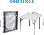 KAIHAOWIN Folding Card Table: Small White Foldable Square Table Plastic with Folding Legs for Outdoor Indoor Small Spaces