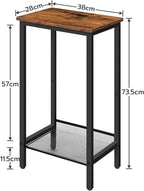 Bedroom Table Telephone Table High Sofa Side Table with Adjustable Mesh Shelf Narrow Bedside Table for Office Hallway Living Room Brown