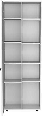 67" H Kitchen Storage Cabinet with One Door, Five Interior Shelves and Five Exterior Shelves,White