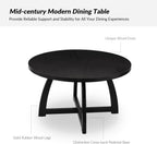 HULALA HOME 54 inch Round Dining Table for 6 People，Mid-Century Modern Solid Wood Circle Dinner Tables for Small Spaces Dining Room Living Room Kitchen, Black