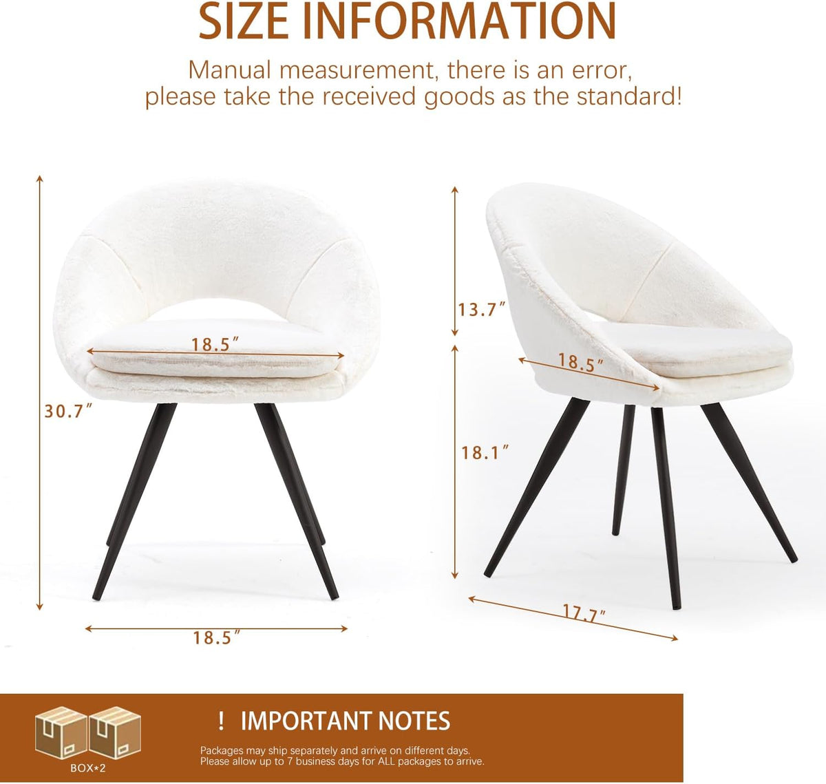 Modern Dining Chairs Set of 2 Upholstered Kitchen Chairs Dining Room Chairs Comfortable Side Accent Chairs with Curved Back for Kitchen Living Room Restaurant (White,2)