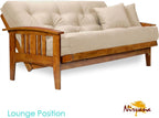 Nirvana Futons Westfield Futon Set - Queen Size, Frame, 8" Mattress, Twill Khaki Cover