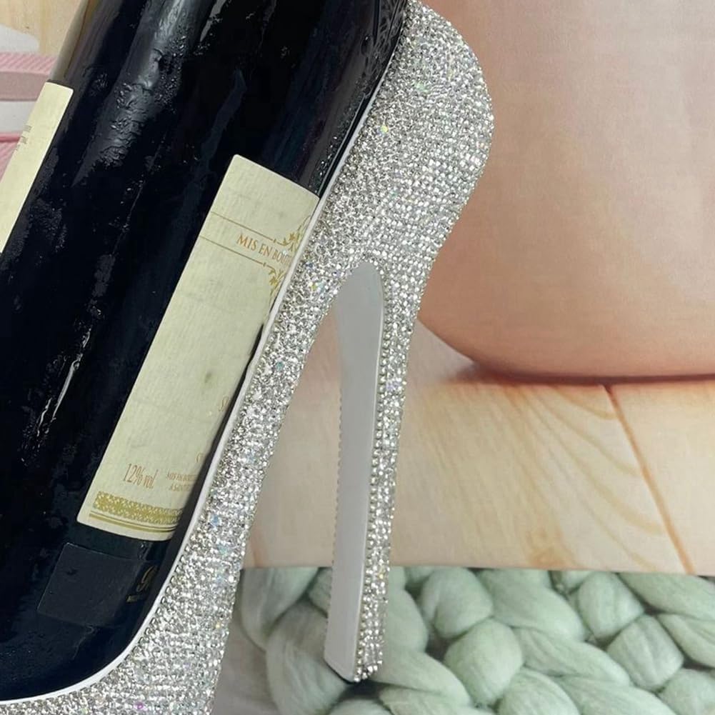 Elegant Rhinestone High Heel Wine Rack - Shoe Design Wine Bottle Holder, Ideal for Bar Decor and Wine Storage