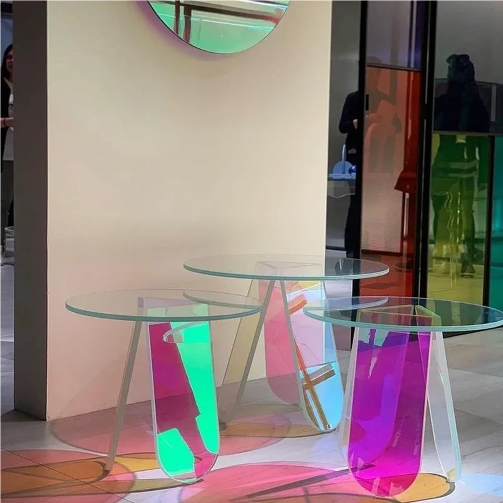 Acrylic End Table, Colorful Coffee Table, Modern Nightstand for Living Room, Bedroom