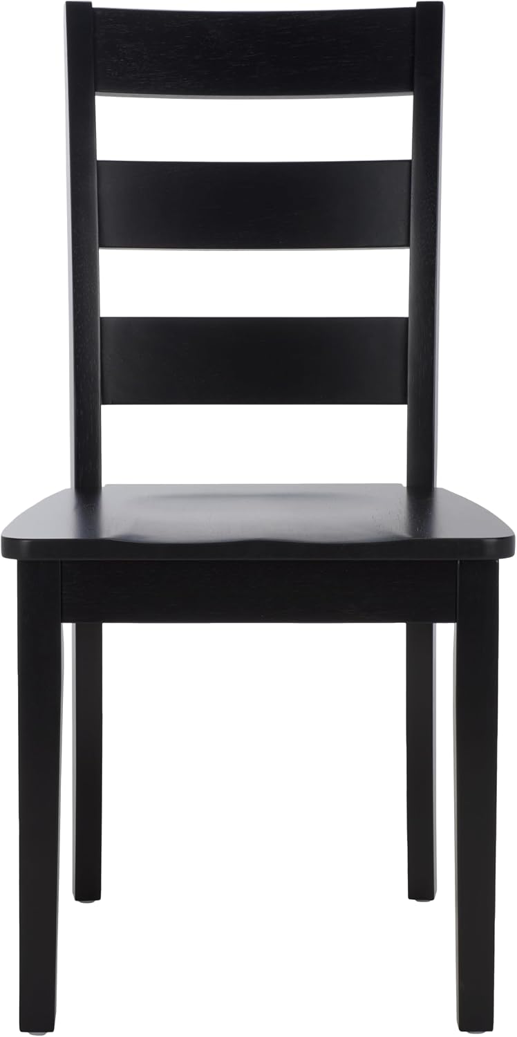 SAFAVIEH Home Collection - Silio Black Wood Ladder Back Dining Chair Set of 2, Classic Farmhouse Style Seating (DCH9213C-SET2)