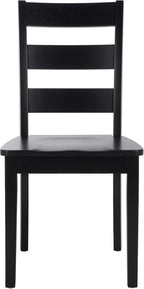 SAFAVIEH Home Collection - Silio Black Wood Ladder Back Dining Chair Set of 2, Classic Farmhouse Style Seating (DCH9213C-SET2)