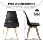Dining Chairs Set of 4, Mid-Century Kitchen & Dining Room Chairs with Wood Legs and Cushion, Leather Dining Chairs Set for Living Room, Kitchen, Black 4 Pack
