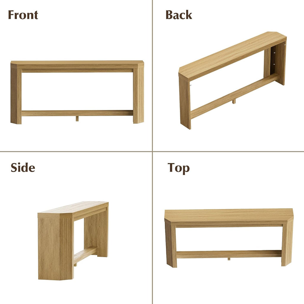 70" Console Table for Entryway, Narrow Long Sofa Table Behind Couch, Wood Couch Table with Open Storage, Easy Assembly Entryway Table for Living Room, Hallway, Foyer, Couch, Natural Oak