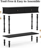 ARTPOWER Console Table for Entryway with 2 Drawers, 10 mins Assembly, Black | Solid Wood Veneer Entry Table, Behind Couch Sofa Table with Open Storage Shelf for Living Room, Foyer, Hallway