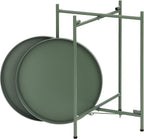2-Tier Round End Side Table, Small Metal Side Table with Removable Tray, Folding Accent Tables for Living Room, Balcony, Nightstand for Bedroom, Outdoor Tables for Patio, Sage Green