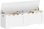 Hzuaneri 59" Storage Chest, Storage Bench Trunk with 2 Hinges, Wooden Box, Lift-Top Chest Organizer, Shoe Bench for Entryway, Bedroom, Living Room, White SB01503X