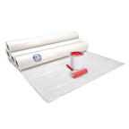 Plastic Sheeting 4 mil, 8' x 50' (400 sq.ft.), Pack of 4 - Thick Semi-Clear Plastic Sheeting for Construction, Painting, Drop Cloth, Slide&Slip - Heavy Duty LDPE Film Roll by IDL Packaging