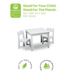 Delta Children MySize Toddler Bed, Bianca White + MySize Kids Wood Table and 2 Chair Set + MySize Deluxe Toy Box (Bundle)