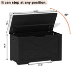 Timberer Storage Chest, Wooden Storage Bench, Entryway Shoes Bench with 2 Safety Hinges, for Living Room, Bedroom, 15.7 x 31.5 x 18.9 Inches, Black