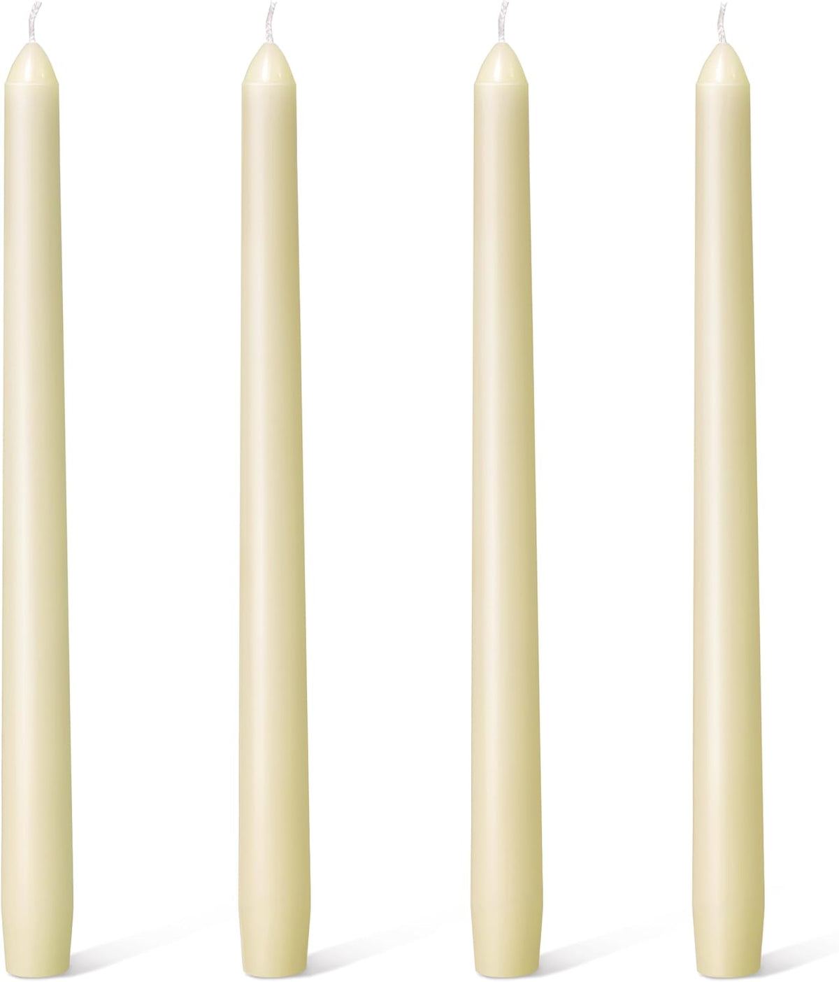Everymoment Ivory Taper Candles - 4 Pack 10 Inch Candlesticks - Dripless & Smokeless Tapered Candle 8 Hours Unscented Cream Candle Sticks - Perfect for Wedding Holiday Dinner Party Home Decor