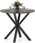 GOFLAME 36” Round Dining Table for 4 People, Wooden Kitchen Table with Intersecting Trestle Legs, Farmhouse Dinner Table for Dining Room, Living Room, Restaurant, Small Space, Dark Grey
