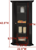 KB Designs - Corner Accent Display Wood Curio Cabinet, Black