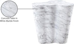Meridian Furniture 99033White-ET Monza Collection Art Deco Marble Finish Indoor/Outdoor Concrete End Table, 21" W x 18.5" D x 22" H, White