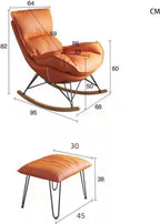 Single Rocking Chair with footrest, Made of Easy-Care Technical Fabric, ergonomically Designed for Balcony, Living Room, Bedroom, and Study Blue