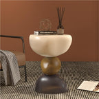 Featured Round End Table, Resin Side Table, Simple Bedside Table, Modern Decorative Table, Multifunctional Sofa Table(White)