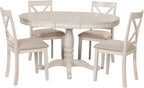Harper & Bright Designs Modern Dining Table Set for 4,Round Table and 4 Kitchen Room Chairs,5 Piece Kitchen Table Set for Dining Room,Dinette,Breakfast Nook,Antique White