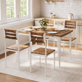 GarveeHome 5 Piece Dining Table Set, Industrial Style Dining Table and Chairs Set for 4, Kitchen Table Set for Dining Room Kitchen Apartment, White Brown