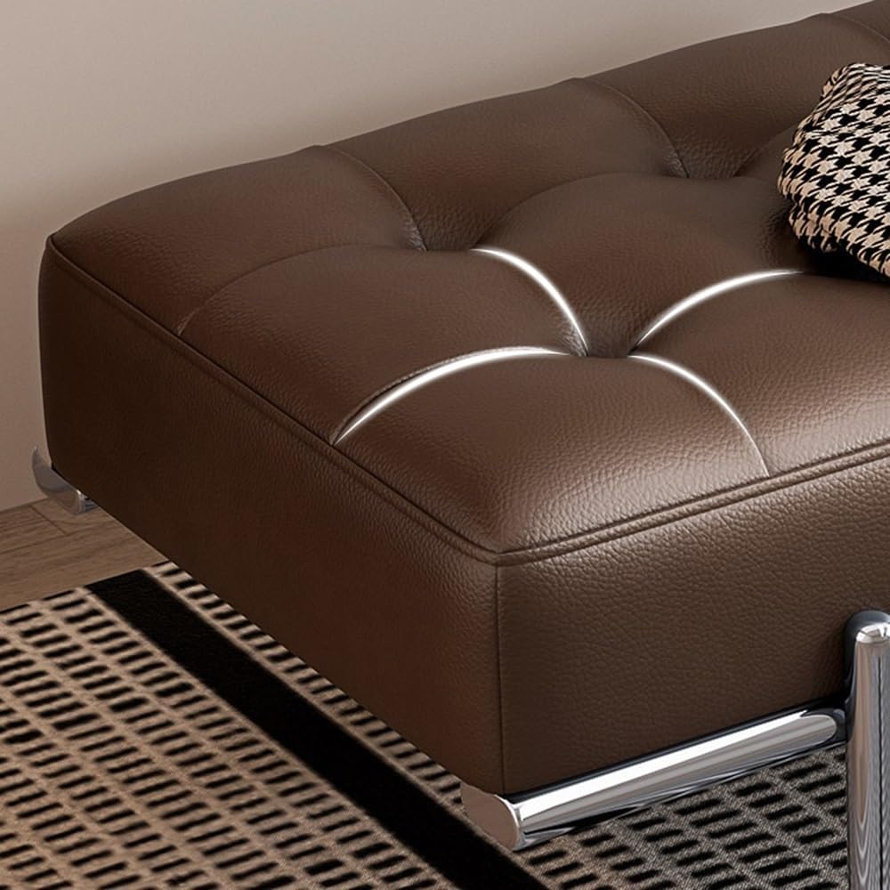 Modern Bed End Stool Shoe-Changing Bench Stainless Steel Long Leather Minimalist Bedside Entryway(Green,Small)