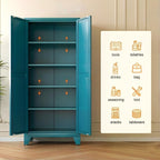 LCAOPC 71" Tall Metal Storage Cabinet with 2 Doors and 4 Adjustable Shelves, 5-Tier Kitchen Pantry Storage Cabinet for Kitchen, Living Room, Dining Room and Office, Blue