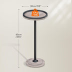 HOOBRO Small Round Side Table, Drink Table, Coffee Martini Table with Pedestal Accent for Small Spaces in Living Room, Bedroom, Sofa Couch, Greige and Black BG168BZ01