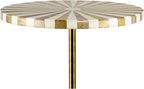 JONATHAN Y Calix 23.5" Round Sunburst Pedestal Drink Table, Light Brown | Modern Art Deco Style, Glossy Gold Metal Candlestick Leg, Ideal For Small Spaces, Living Room Or Bedroom, Spill-Proof Top
